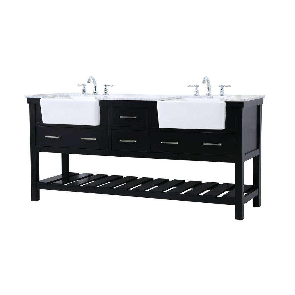 Timeless Home 22 in. W x 72 in. D x 34.125 in. H Bath Vanity in Black with Carrara White Marble Top TH120344DBK