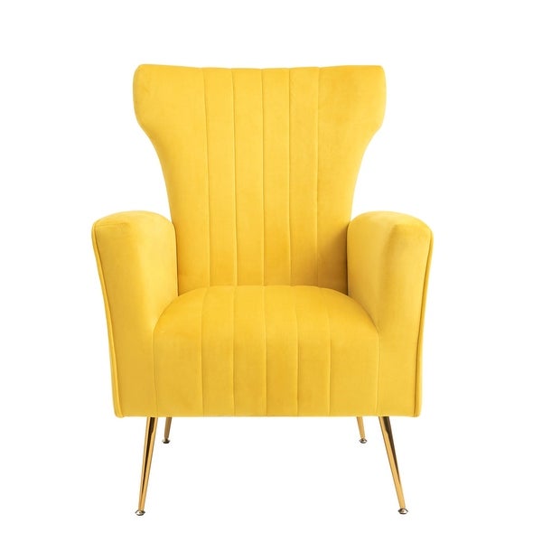 Modern Wingback Accent Lounge Arm Chair Velvet Chair with Gold Metal Legs Upholstered Single Sofa Chair for Living Room Bedroom