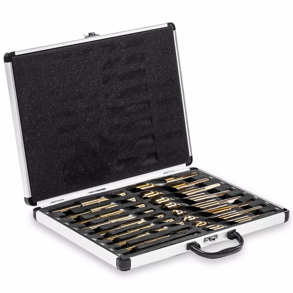 XtremepowerUS 1/2 in. HSS Cobalt Silver and Deming Drill Bit Set with Aluminum Storage Case (17-Piece) and#8211; XDC Depot