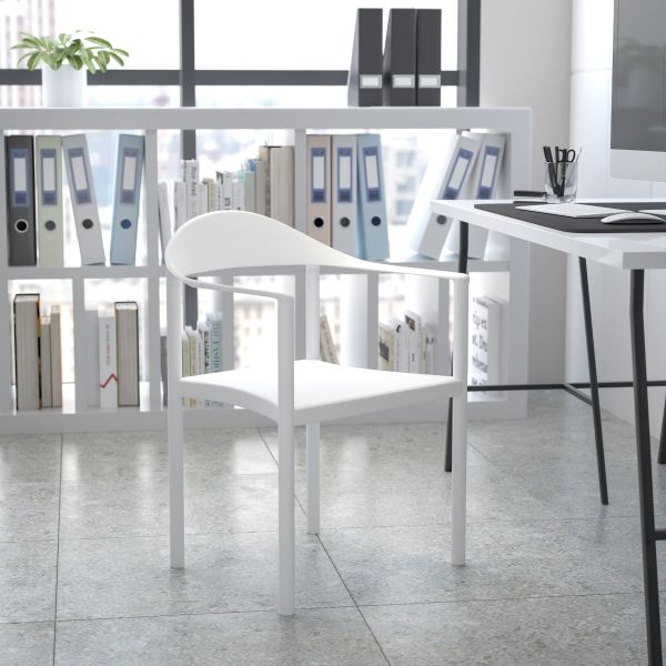 HERCULES Series 1000 lb. Capacity White Plastic Cafe Stack Chair