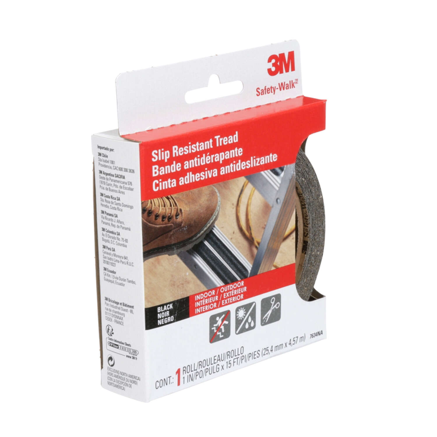 3M Safety-Walk 1 in. W X 15 ft. L Black Vinyl Anti-Slip Treads