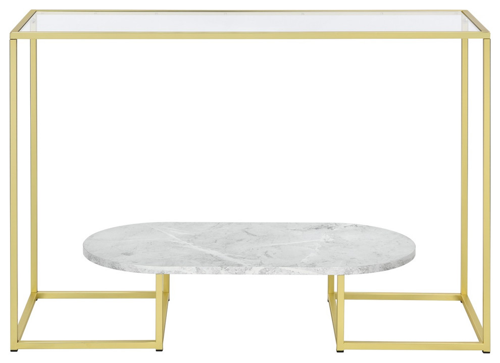 Nola Glass  ampMetal Sofa/Console Table in Gold   Contemporary   Console Tables   by Progressive Furniture  Houzz