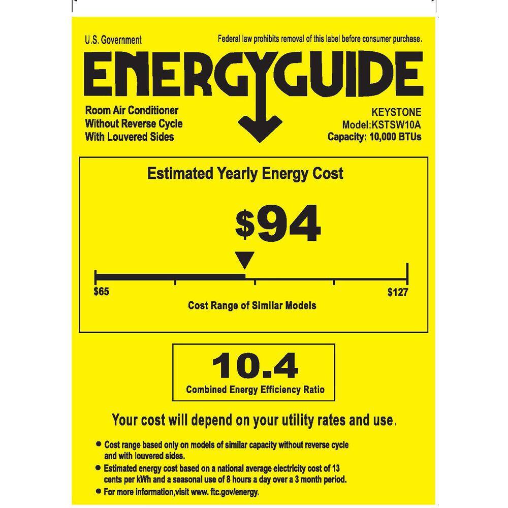 Keystone 10000 BTU Slider Casement Window-Wall Air Conditioner Dehumidifier with 4-Way Air Direction Control up to 450 sq. ft. KSTSW10A