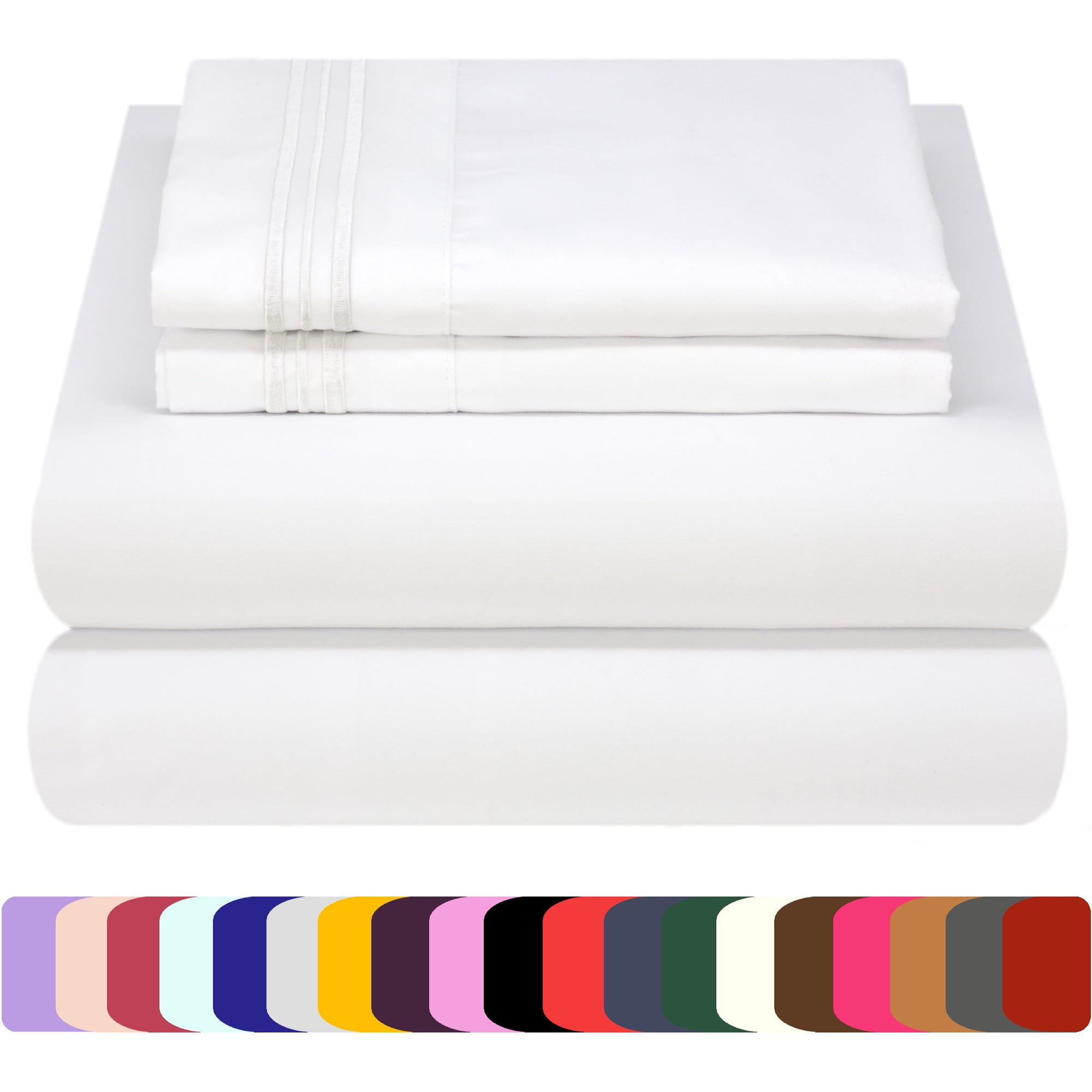 Mezzati Luxury 1800 Prestige Soft and Comfortable Collection Bed Sheets Set Queen White