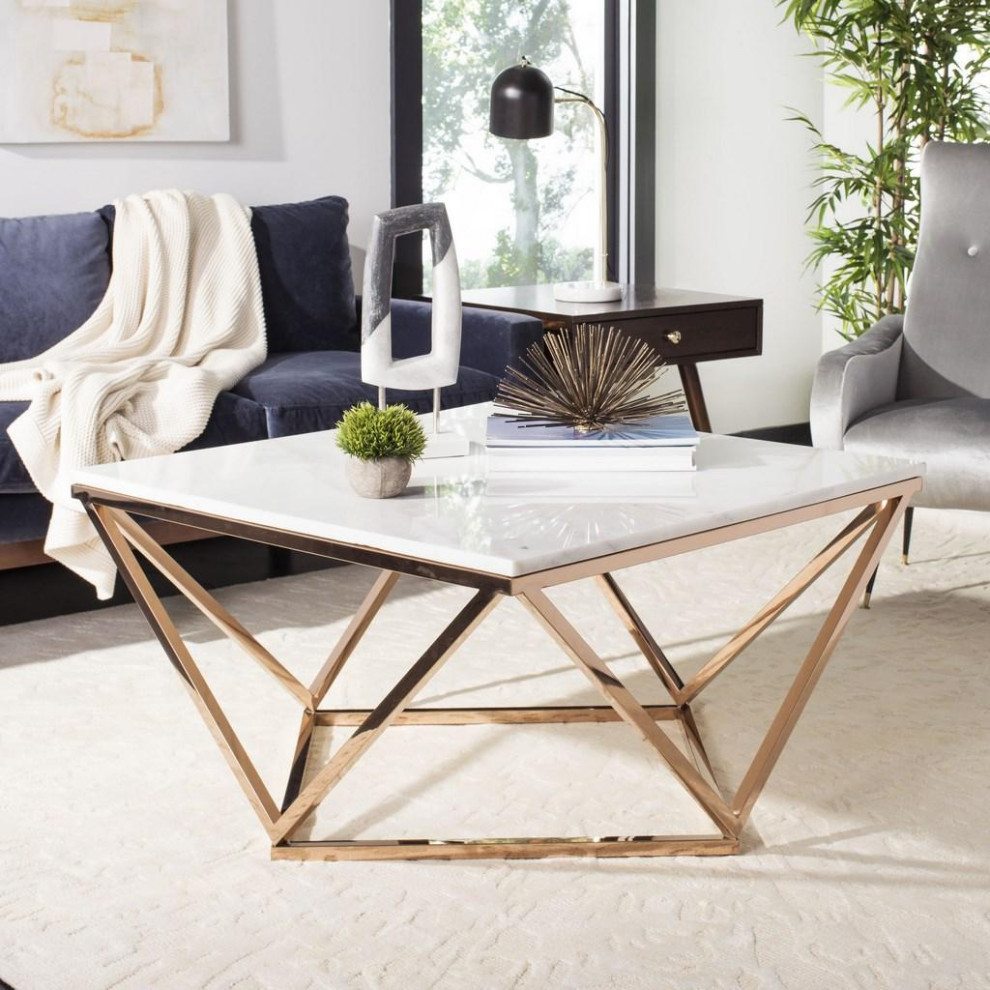 Gibson Marble Top Cocktail Table   Contemporary   Coffee Tables   by AED Luxury Home Decor  Houzz