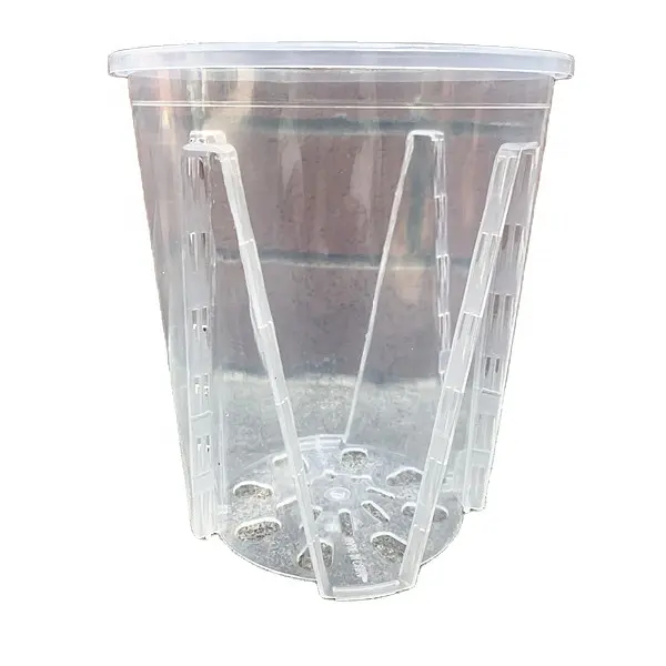 garden supplies cheap plastic breathable Indoor slotted transparent orchid pot clear pots for plants