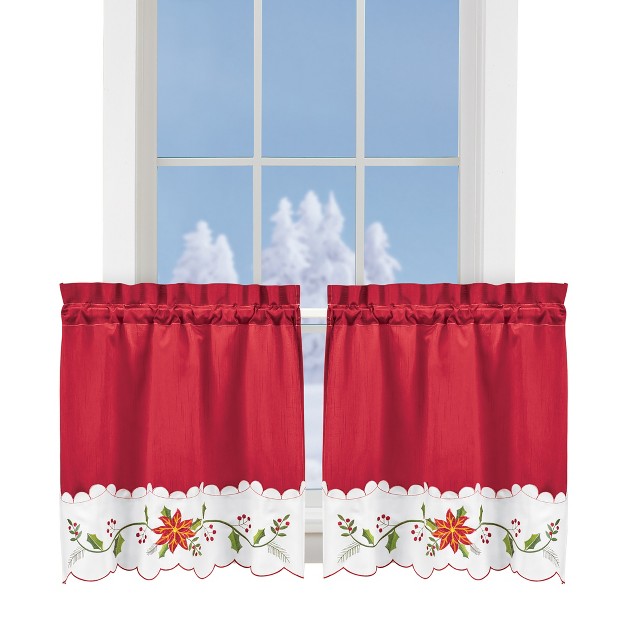 Collections Etc Poinsettia Curtains