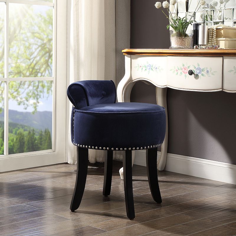 Delia Vanity Stool Nailhead Trim