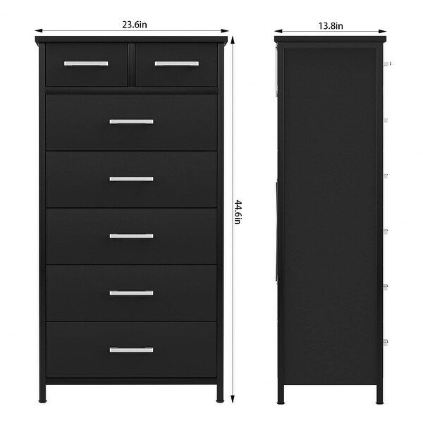 7 Drawer Tall Dresser with Sturdy Metal Frame， Industrial Drawer Chest for Bedroom， Clothes Storage Cabinet - as picture - - 37668584