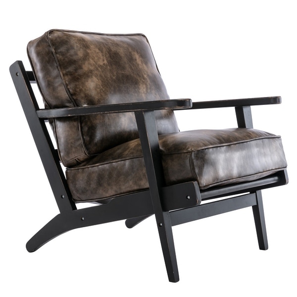 PU Leather Armchair with Removable Cushion