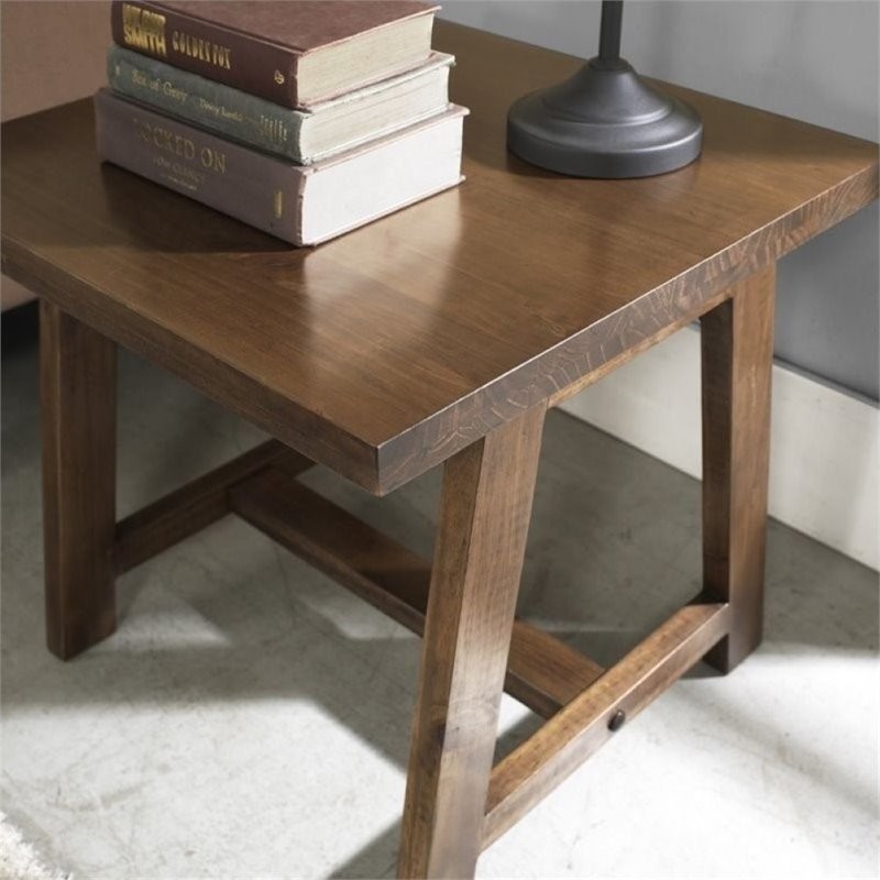 Atlin Designs Square End Table in Dark Chestnut Brown   Transitional   Side Tables And End Tables   by Homesquare  Houzz