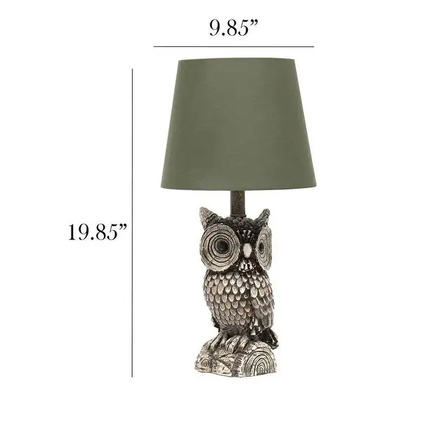 Simple Designs Polyresin Gazing Brown and White Night Owl Novelty Bedside Table Desk Lamp - L: 9.95