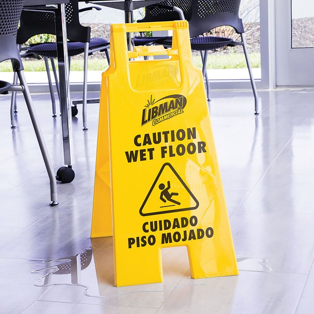 Libman 1369 Two-Sided Caution Wet Floor Sign (Case of 4)