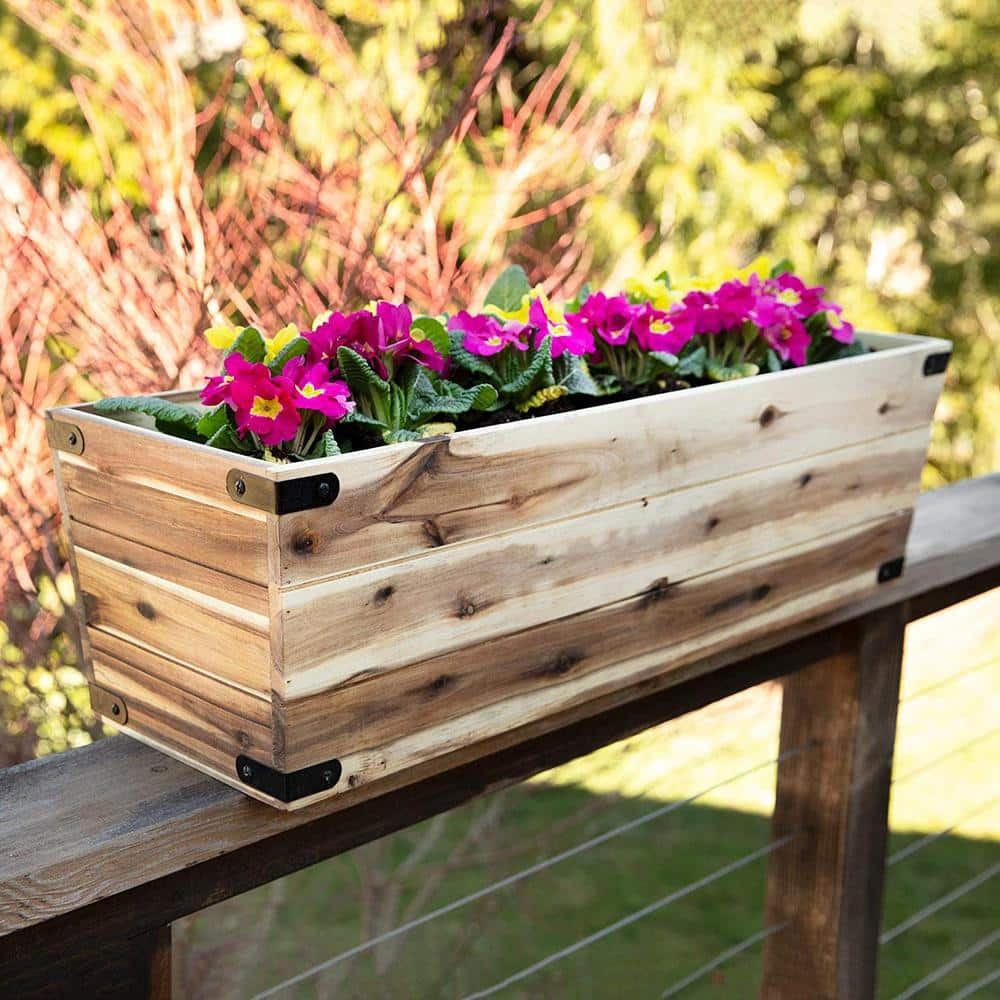 Cubilan 31 in. Wooden Planter Box Rectangular Wood Planter for Garden Patio Window Home Decor Wood Plant Stand B07G7FQ5YR