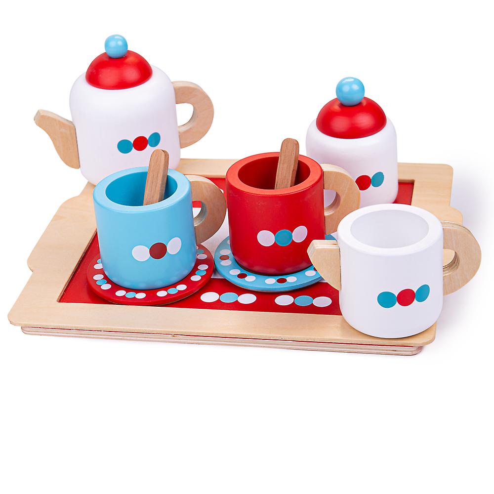 Bigjigs Toys Wooden Tea Tray Play Set Pretend Role Play Children's Picnic