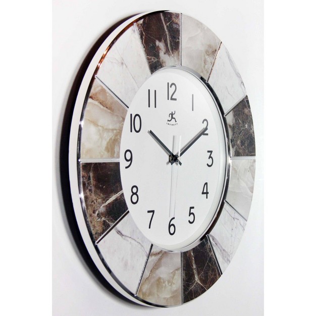 Marble Look Wall Clock Silver Infinity Instruments