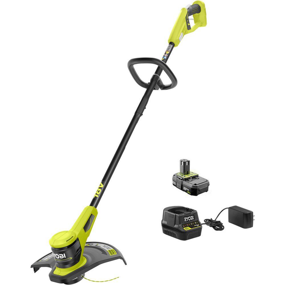 RYOBI ONE+ 18V 13 in. Cordless Battery String Trimmer with 2.0 Ah Battery and Charger P20150