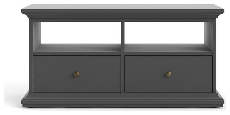 Sonoma 2 Drawer TV Stand with 2 Shelves  Black Lead   Transitional   Entertainment Centers And Tv Stands   by BisonOffice  Houzz