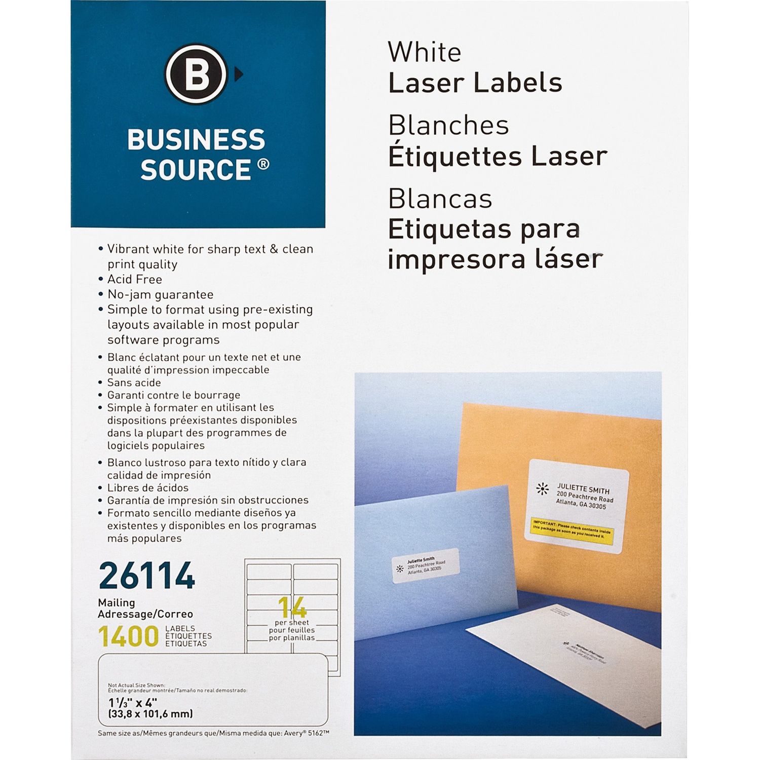 Bright White Premium-quality Address Labels by Business Source BSN26114