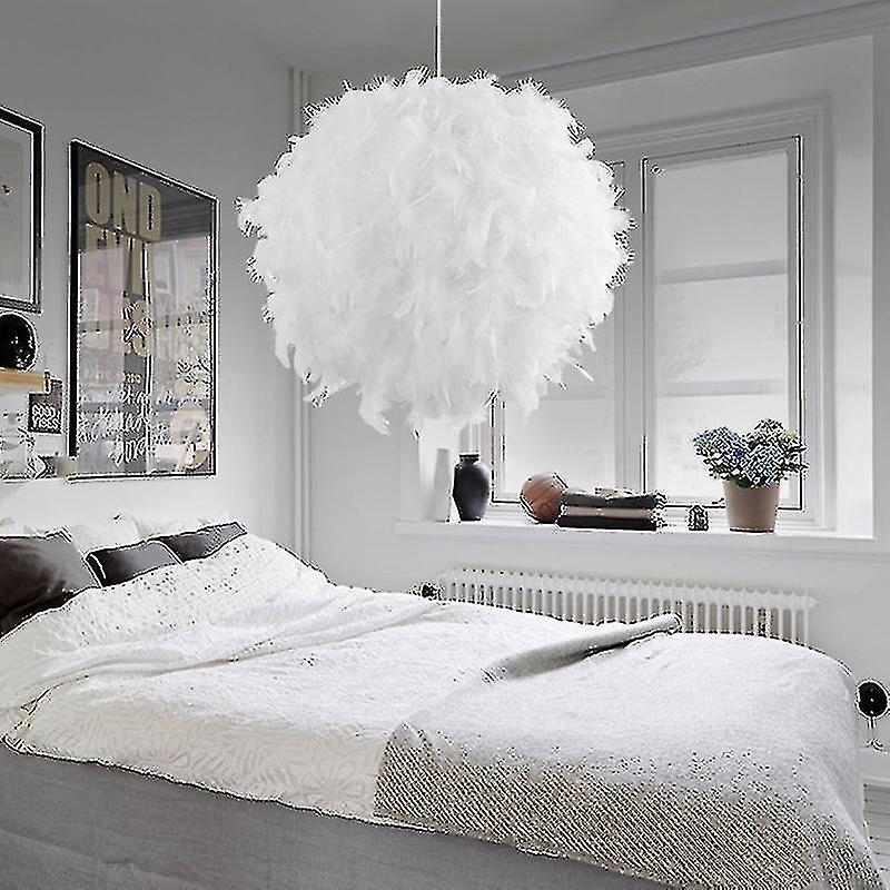 White Feather Ceiling Lampshade Pendant Non-electric Shade Shade Reducing Ring Pendant For Living Room Dining Room 30cm