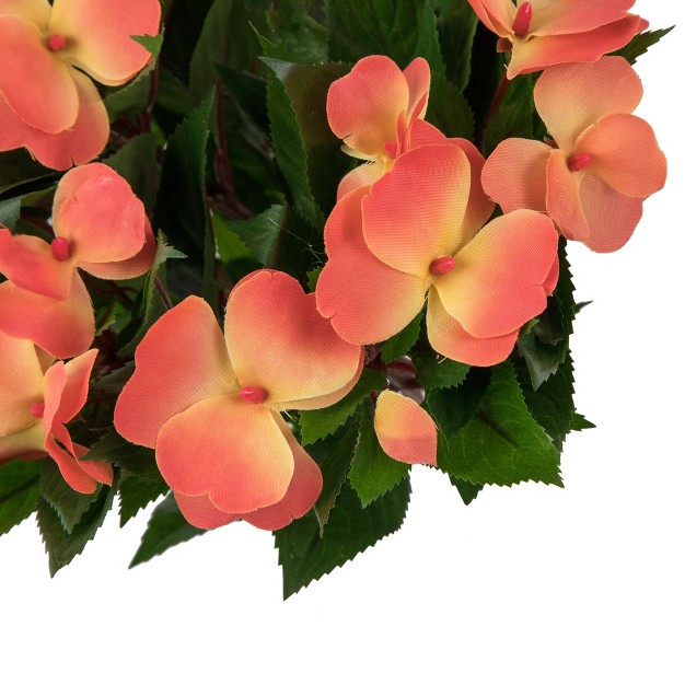 Orange New Guinea Impatiens Artificial Floral Bush