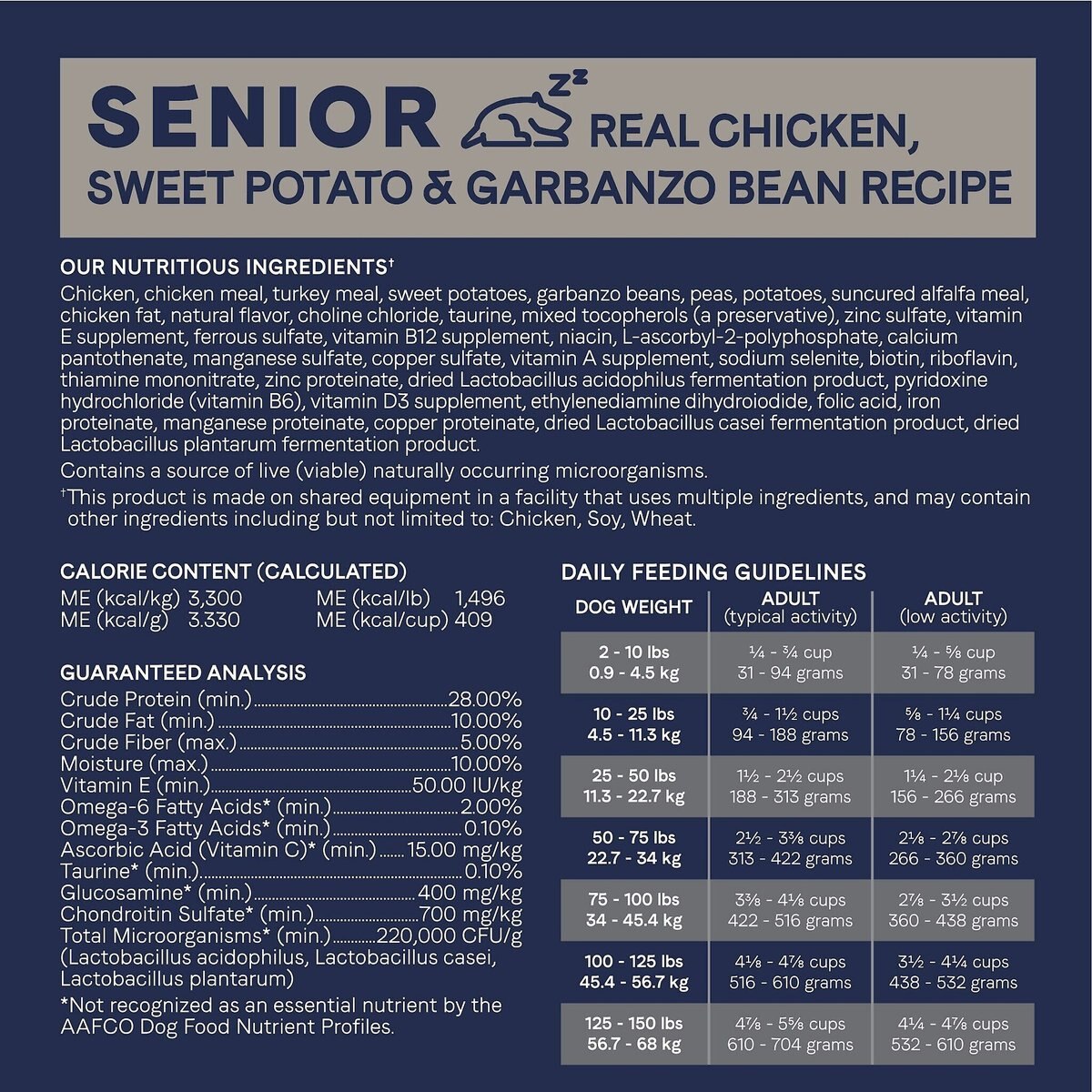 CANIDAE Pure Goodness Senior Chicken， Sweet Potato and Garbanzo Bean Recipe Dry Dog Food