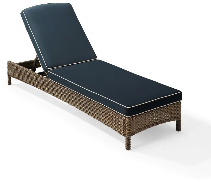 Bradenton Navy and Wicker Patio Chaise Lounge