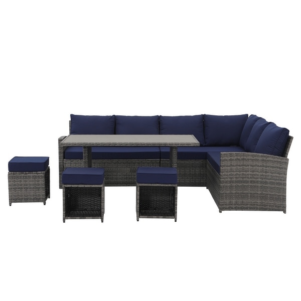 Outdoor 7piece Wicker Dining Set Patio Sofa Furniture