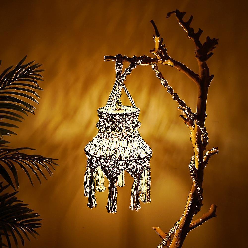 Macrame Lamp Shade Boho Hanging Pendant Light Cover， Chandelier Shade For Bedroom Living Room Nurse