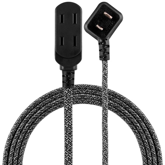 Cordinate 8 x27 3 Outlet Polarized Extension Cord Black white