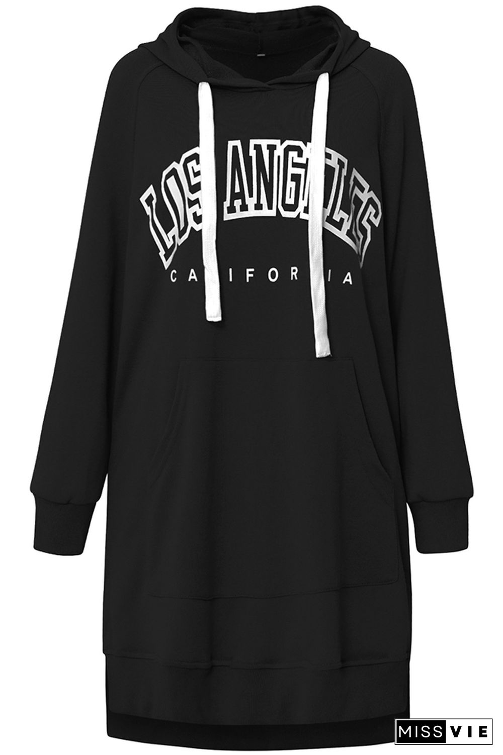 Los Angeles Print Kangraoo Pocket Hoodies Dress