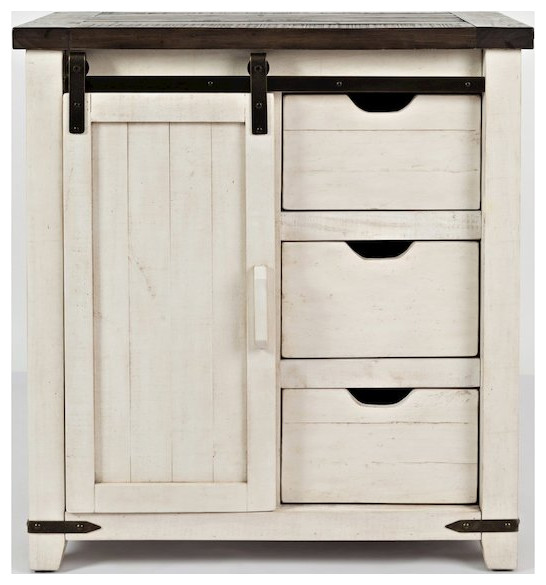 Madison County 32 Barn Door Accent Cabinet   Vintage White   Farmhouse   Accent Chests And Cabinets   by BisonOffice  Houzz