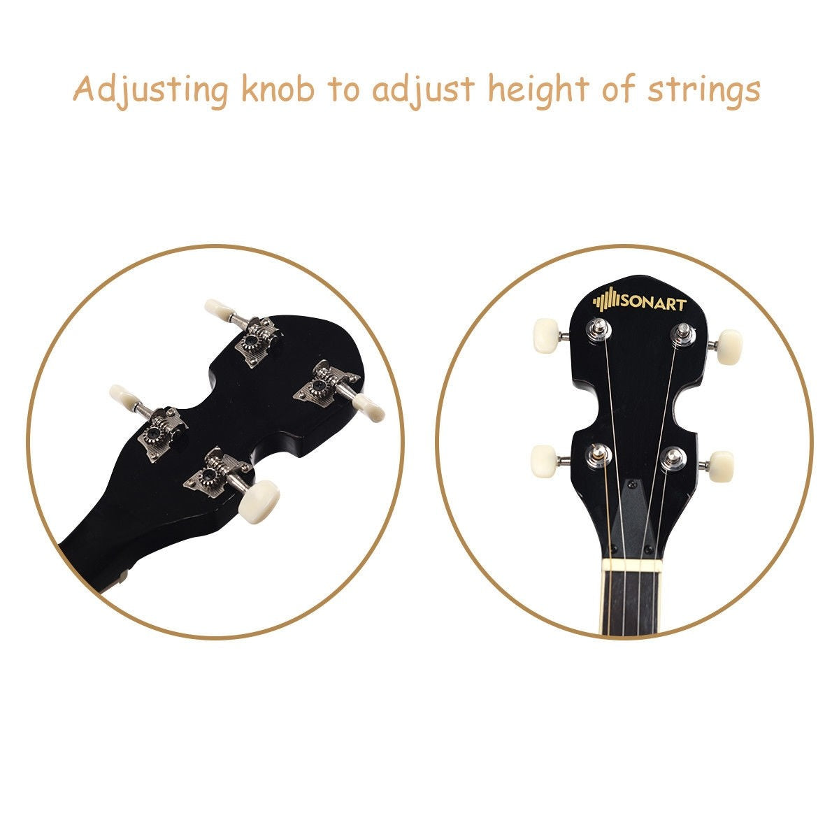 Costzon 5-String Banjo 24 Bracket with Geared 5th Tuner and Mid-range Closed Handle (41.5 IN)