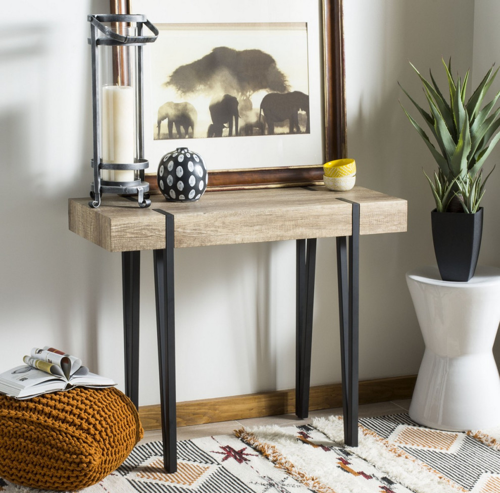 Naomi Rectangular Rustic Midcentury Wood Top Console Table  Multi/Brown   Industrial   Console Tables   by Rustic Home Furniture Deco  Houzz