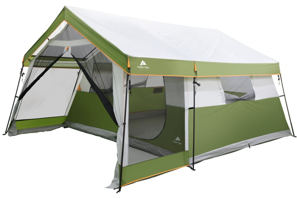 Ozark Trail 8-Person Family Cabin Tent 1 Room with Screen Porch, Green