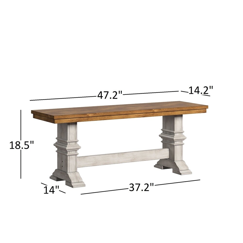 Eleanor Antique White Farmhouse Trestle Base 6 Piece Dining Set   Slat Back by iNSPIRE Q Classic