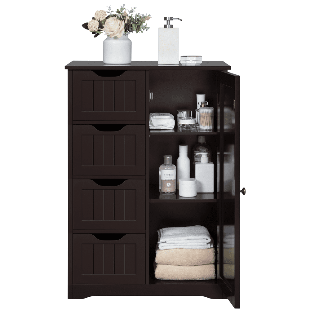 Easyfashion Wooden Bathroom Cabinet Storage Cabinet Espresso