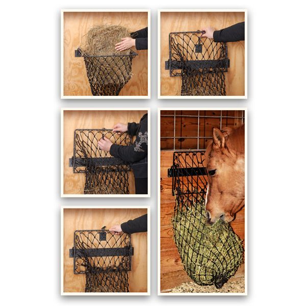 Hay Hoops Wall Hay Feeder with Net Black