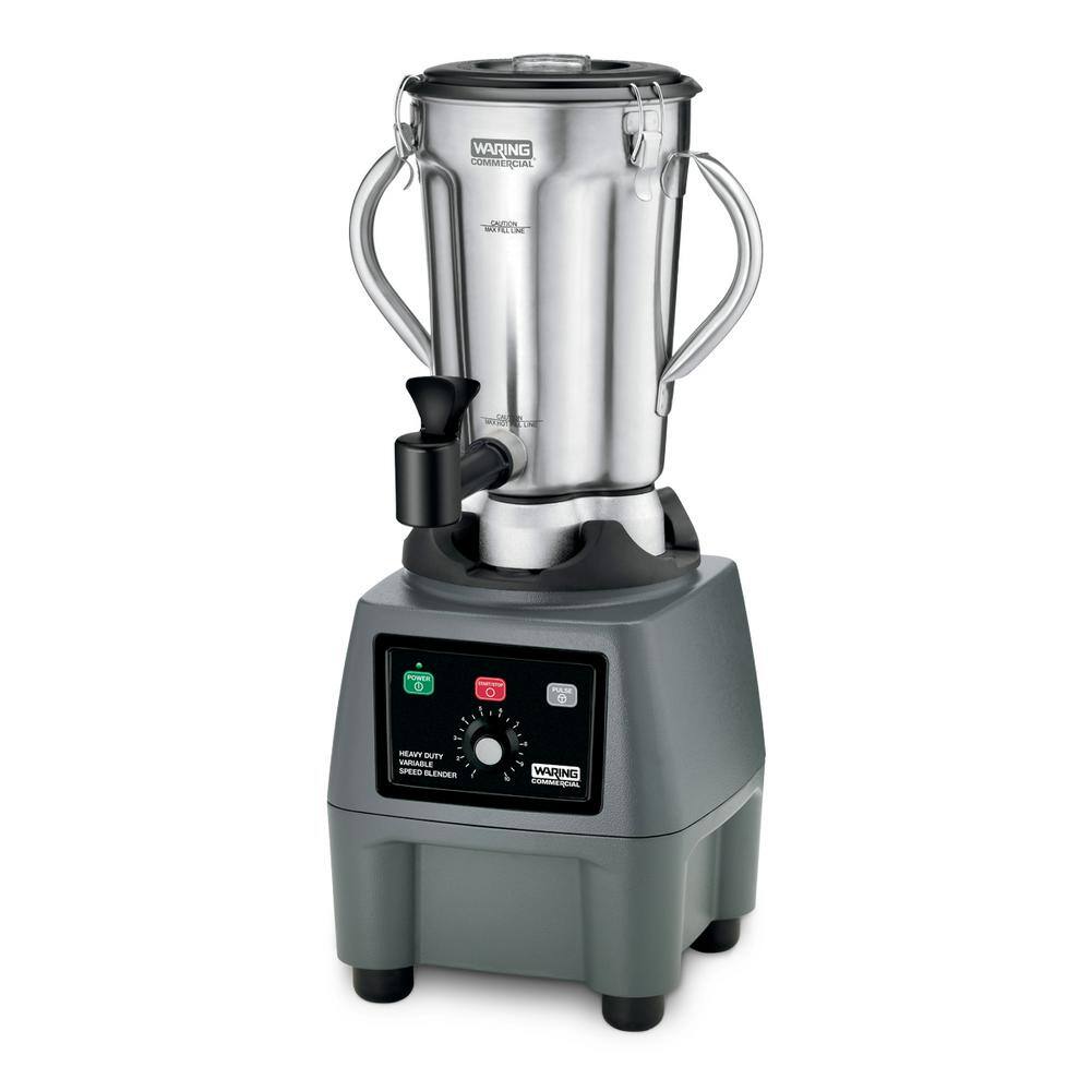 Waring Commercial CB15 128 oz. 10-Speed Stainless Steel Blender Silver with 3.75 HP and Electronic Touchpad Controls with Spigot CB15VSF