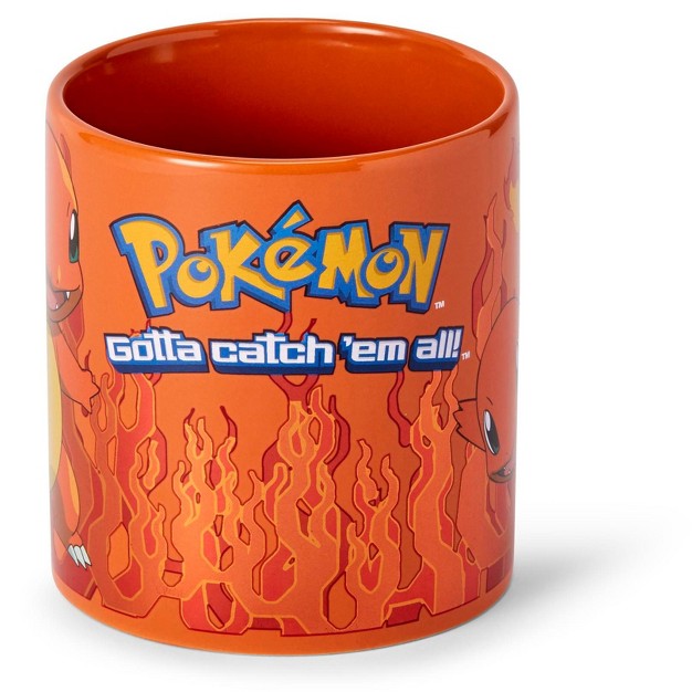 Just Funky Pok mon Charmander Orange Foil Print Ceramic Coffee Mug Holds 20 Ounces