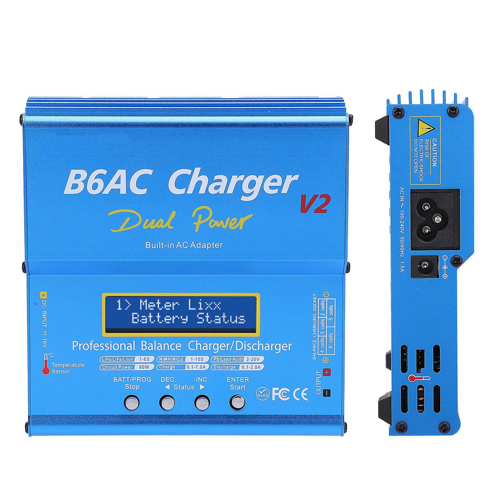 Balance Charger Discharger Intelligent Aluminum Alloy With Charging Cable 80w 7a B6ac V2blue Uk Plug 220v