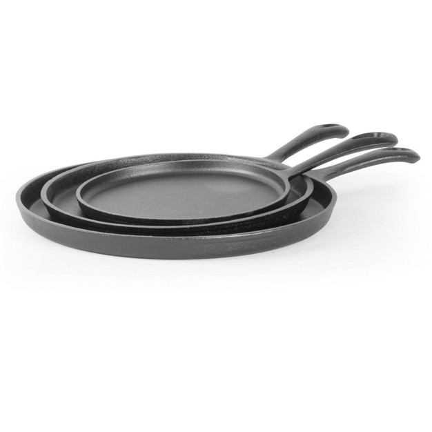 Commercial Chef Pre seasoned Cast Iron 3 piece Griddle Set Black