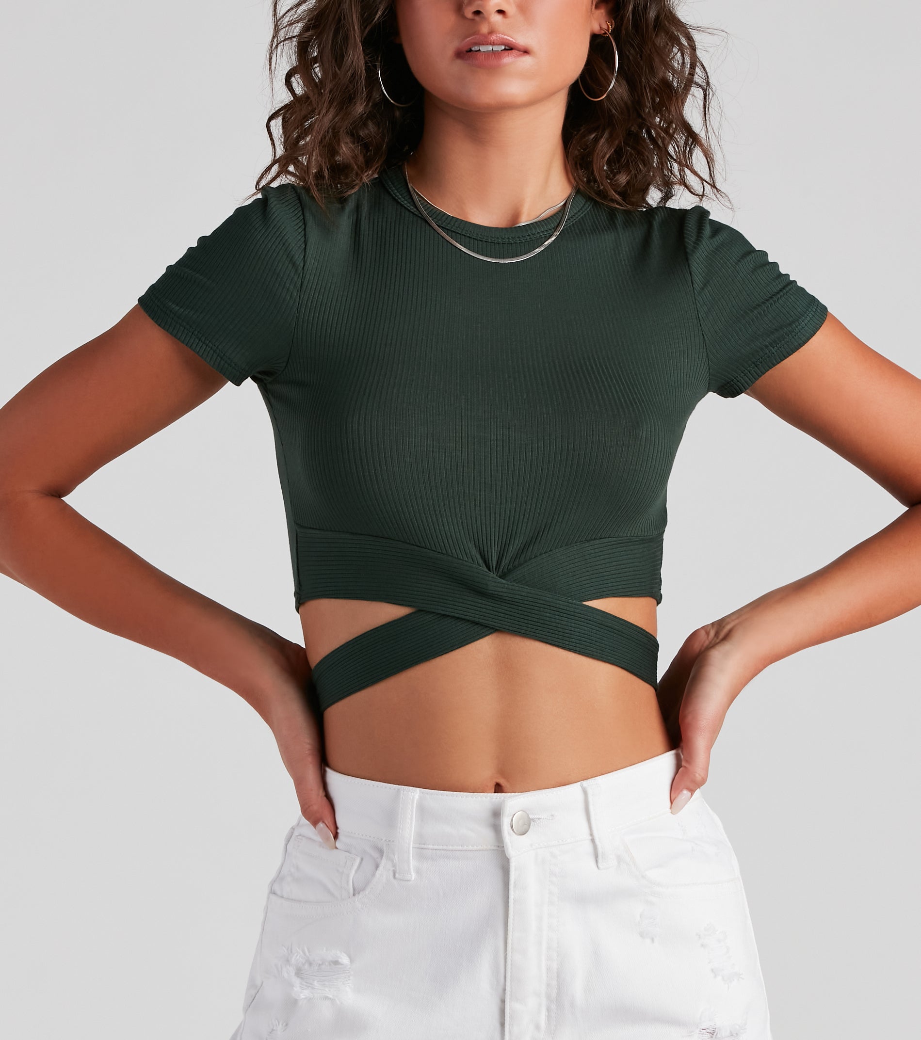 That's A Wrap Crew Neck Crop Tee