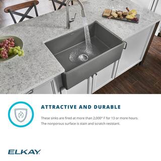 Elkay FarmhouseApron-Front Fireclay 30 in. Single Bowl Kitchen Sink in Matte Gray SWUF28179MG