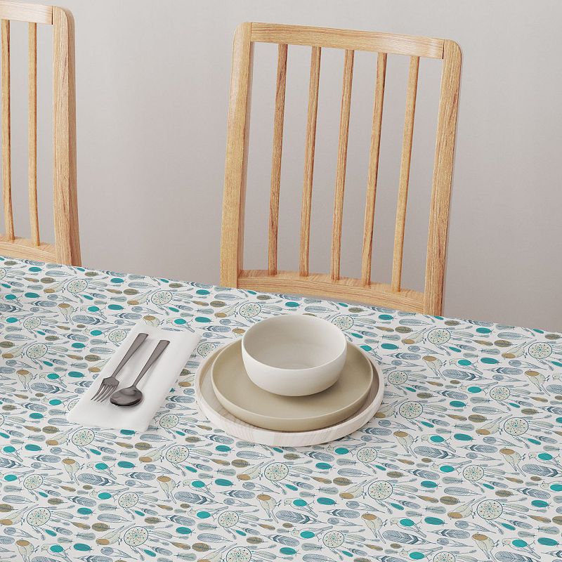 Square Tablecloth， 100% Cotton， 60x60， Birds and Dream Catchers