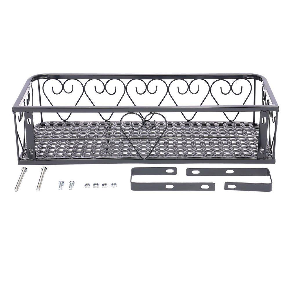 YIYIBYUS 7.87 in. x 19.68 in. x 4.72 in. IndoorOutdoor Plant Stand Iron Square Hanging Flower Pot Rack Basket for Balcony OT-ZYL-2703