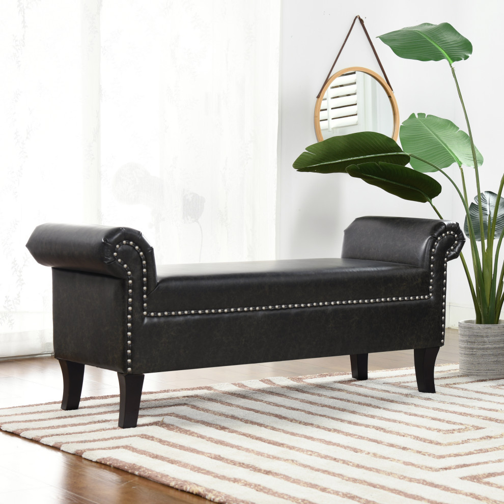 Kathy Roll Arm Entryway Accent Bench   Transitional   Upholstered Benches   by Jennifer Taylor Home  Houzz