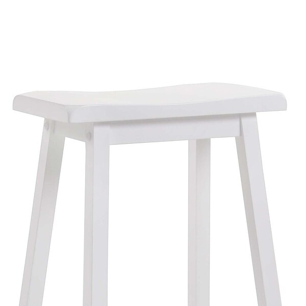 Wooden Bar Height Stools With Saddle Seat， White (Set of 2) - 29 H x 16.14 W x 17.91 L Inches