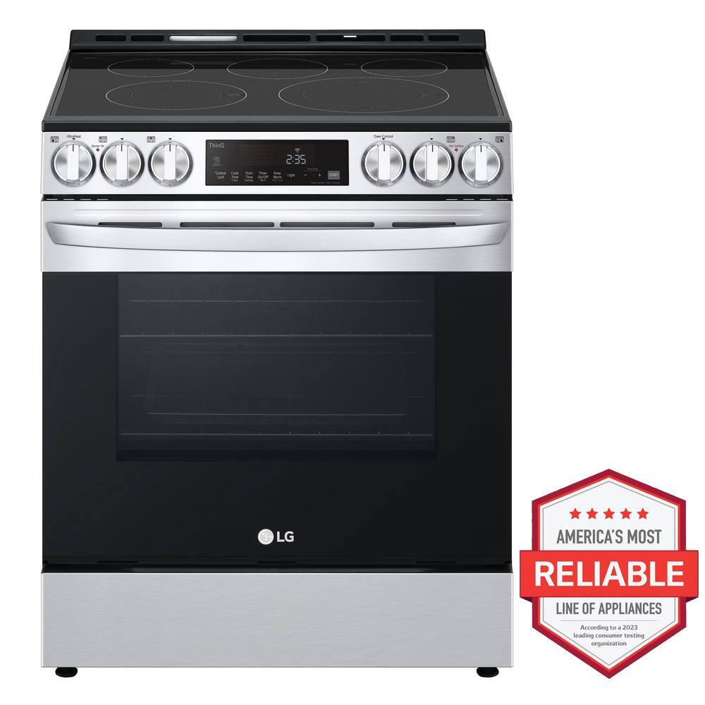 LG 30 in. 6.3 cu. ft. Smart Electric Range with Fan Convection Air Fry  EasyClean in PrintProof Stainless Steel LSEL6333F