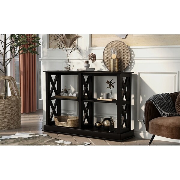 Console Table with Open Storage Spaces and 